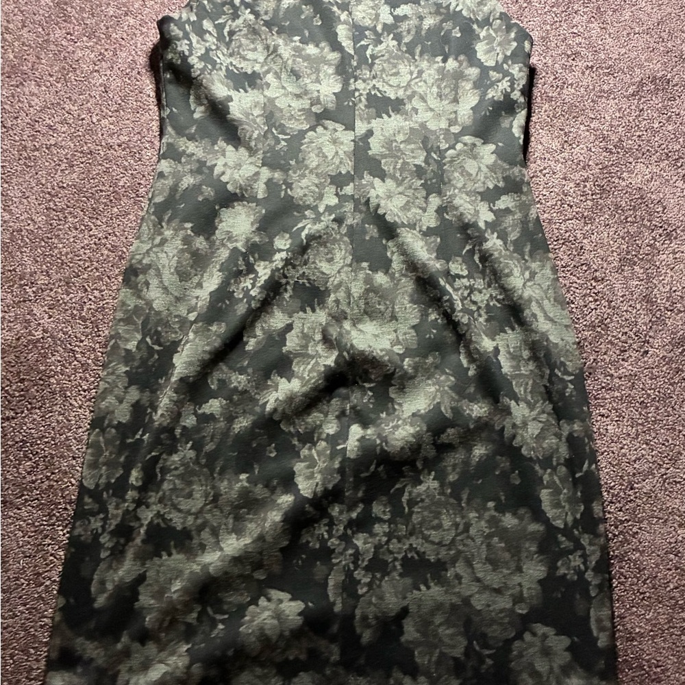Ivanka Trump Charcoal Floral Midi Dress Body Con Front & Back Zip Size 12 NWOT - Picture 5 of 5